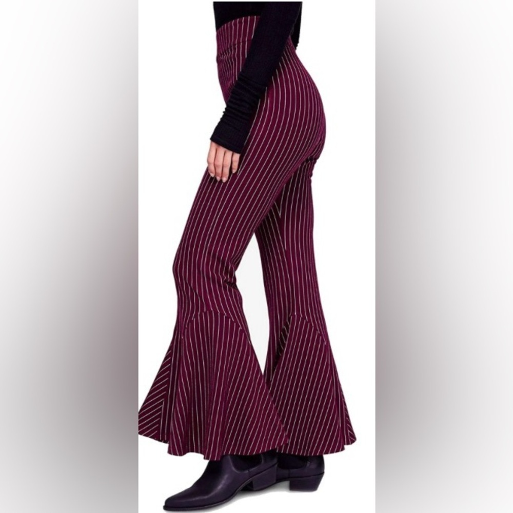 Free people nwt flare striped pants Burgundy Pants bell bottoms